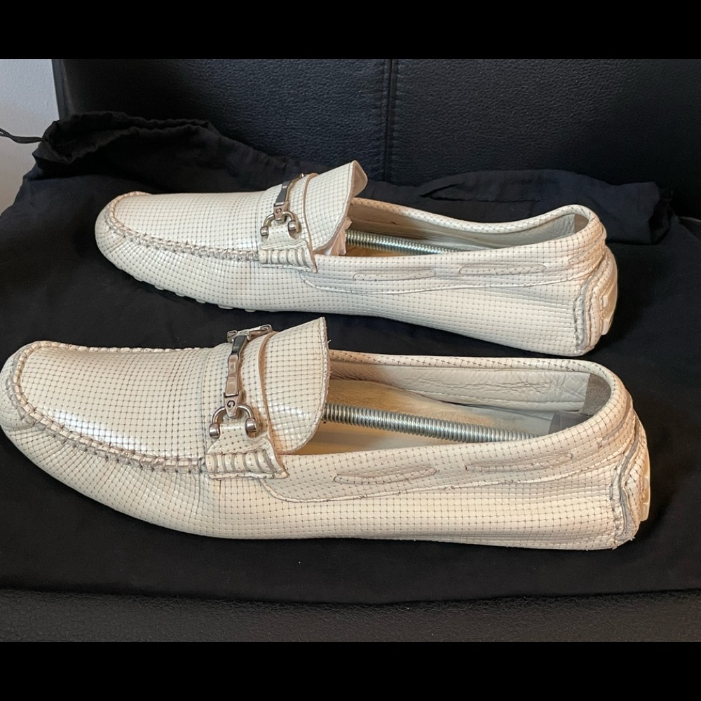 Dolce and Gabbana leather white Mens Slip On shoes loafers size 12 Authentic